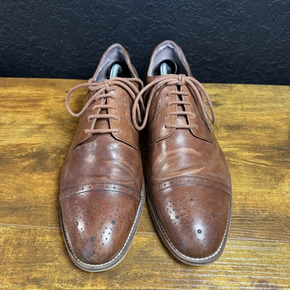 Johnston & Murphy Conard 25-1993 Brown Leather‎ Oxford Shoes Mens 10.5M